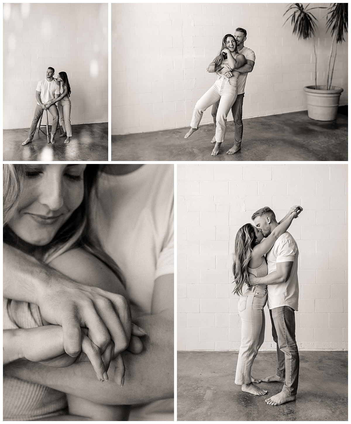 girl wraps her arm around man and kisses him by Nikki Meer Photography