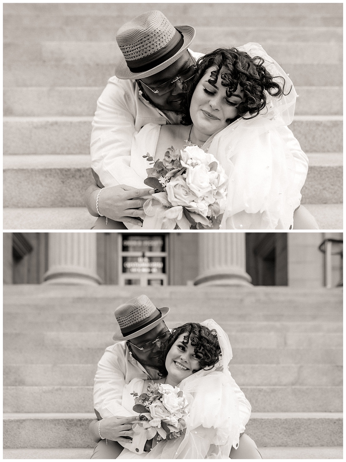 man wraps his arms around partner and leans in close by Nikki Meer Photography