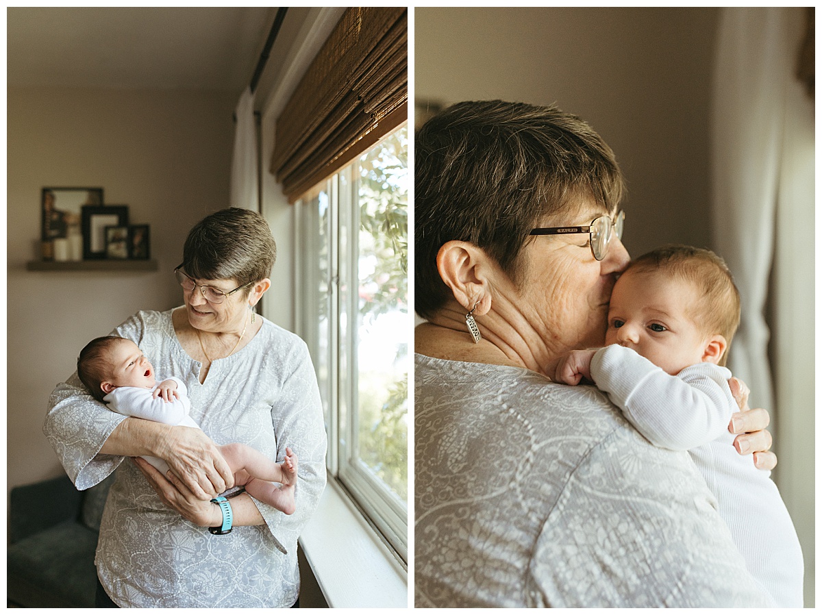 grandma holds new granddaughter by Virginia Beach Photographer
