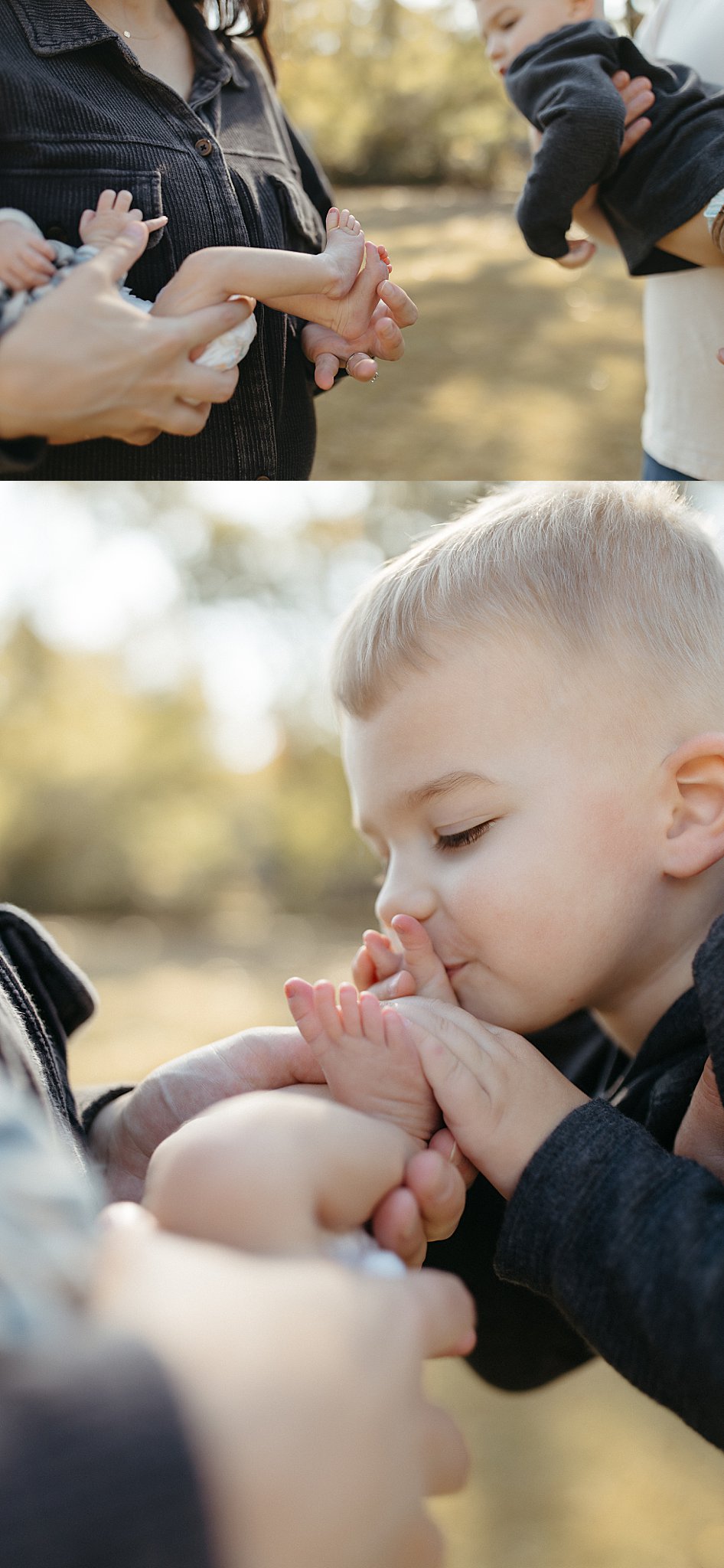 brother kisses baby's toes by Nikki Meer Photography