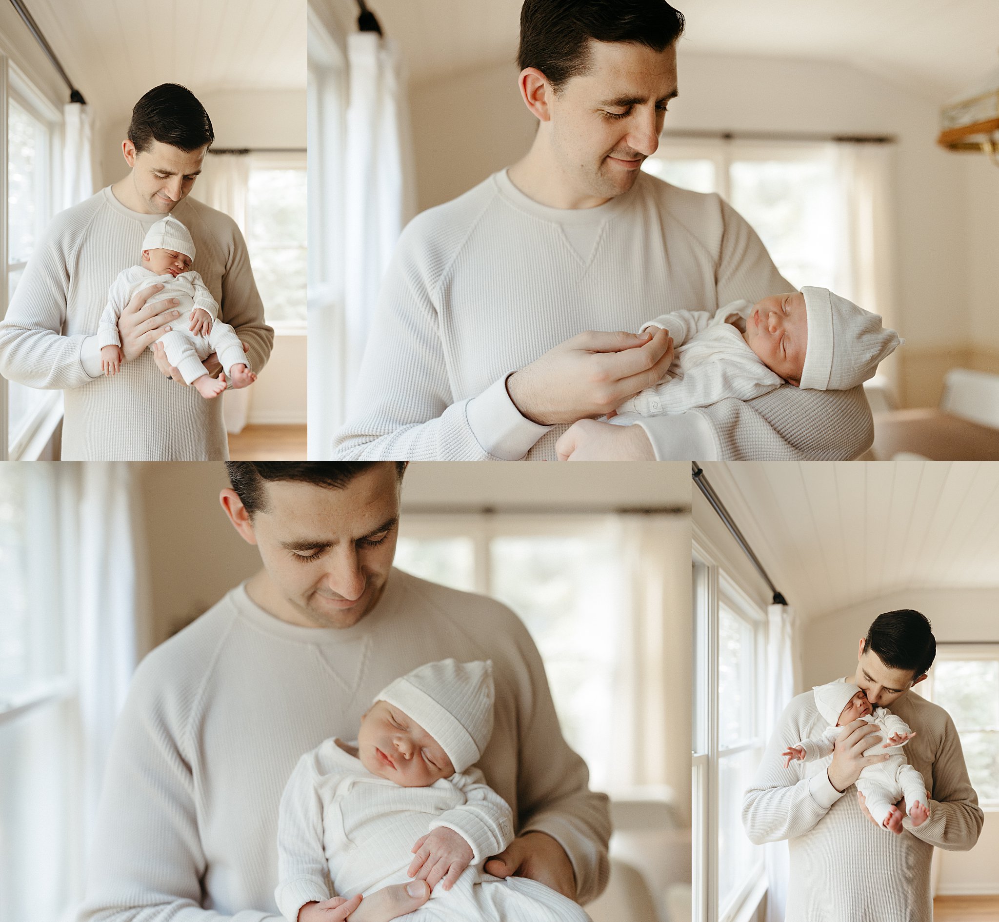dad holds newborn by Virginia Beach photographer