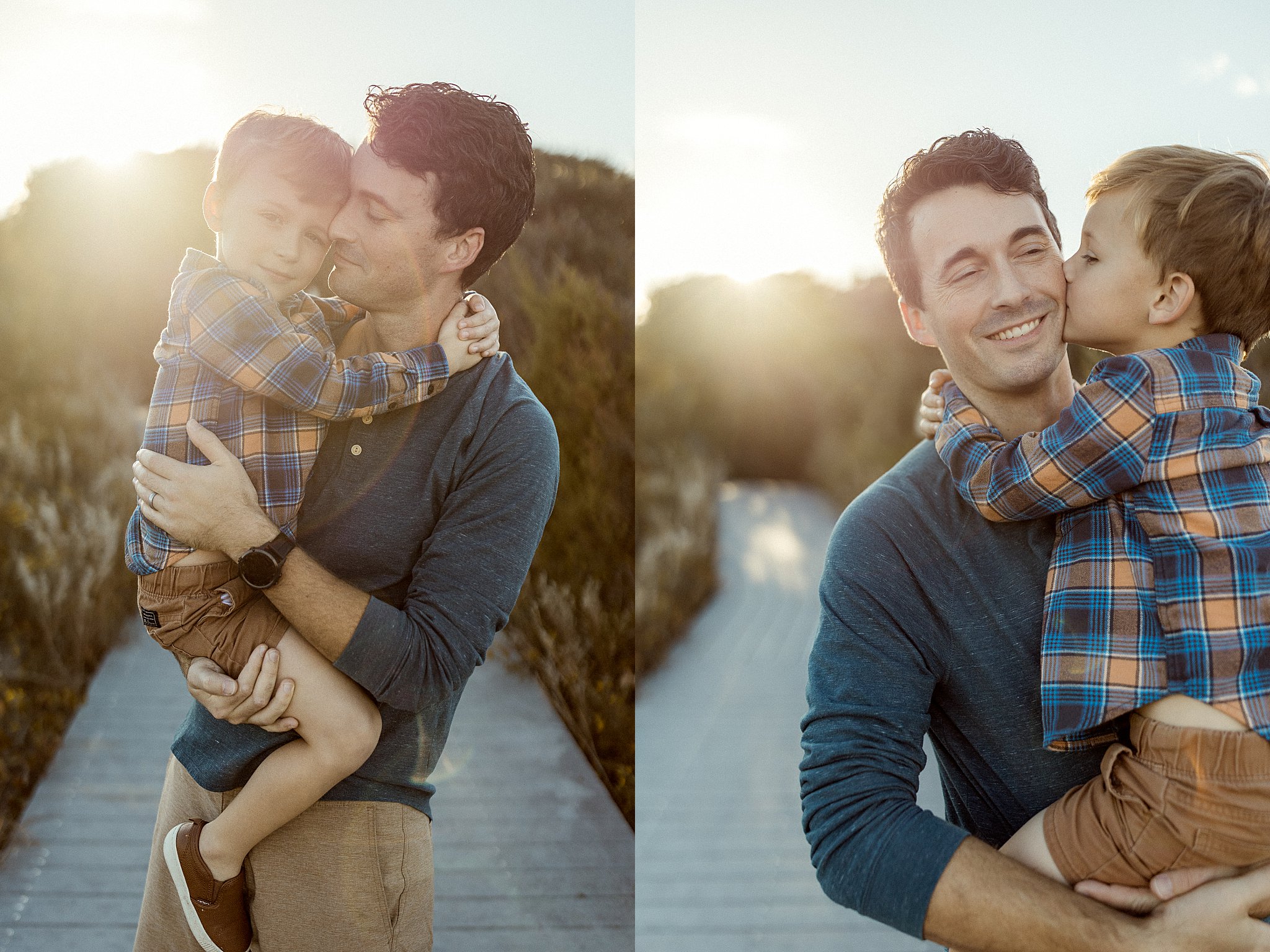 son kisses dad on the cheek by Nikki Meer Photography