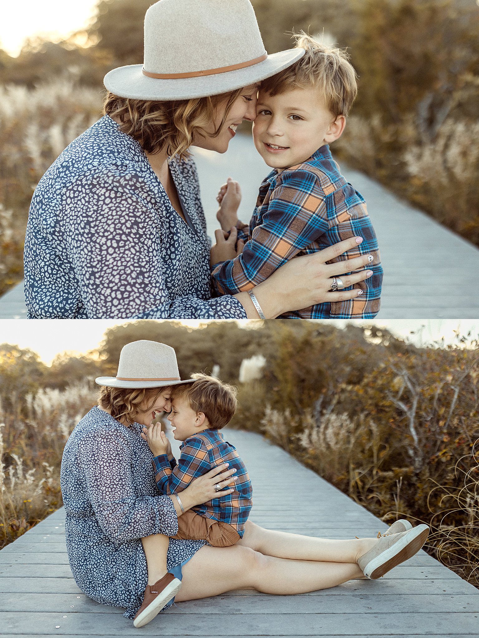 mom sits on ground holding son by Virginia Beach photographer