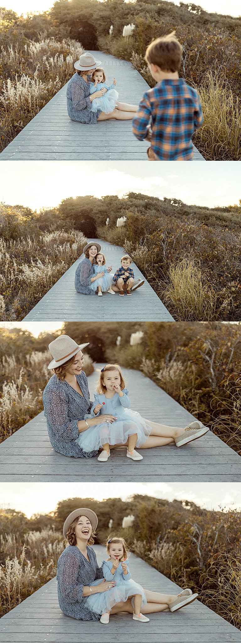 mom sits with kids on path by Nikki Meer Photography