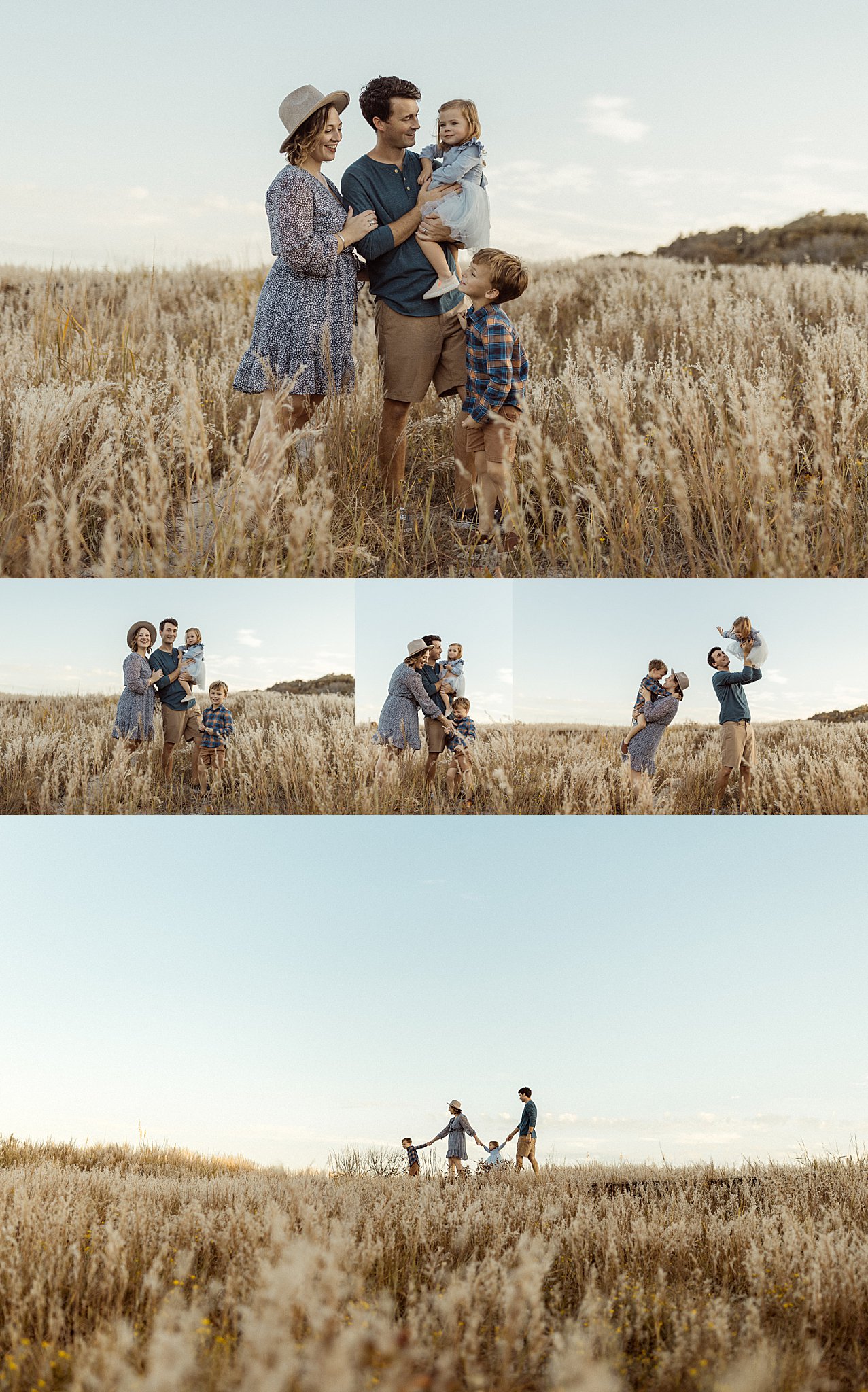 family plays in long grass together by Nikki Meer Photography