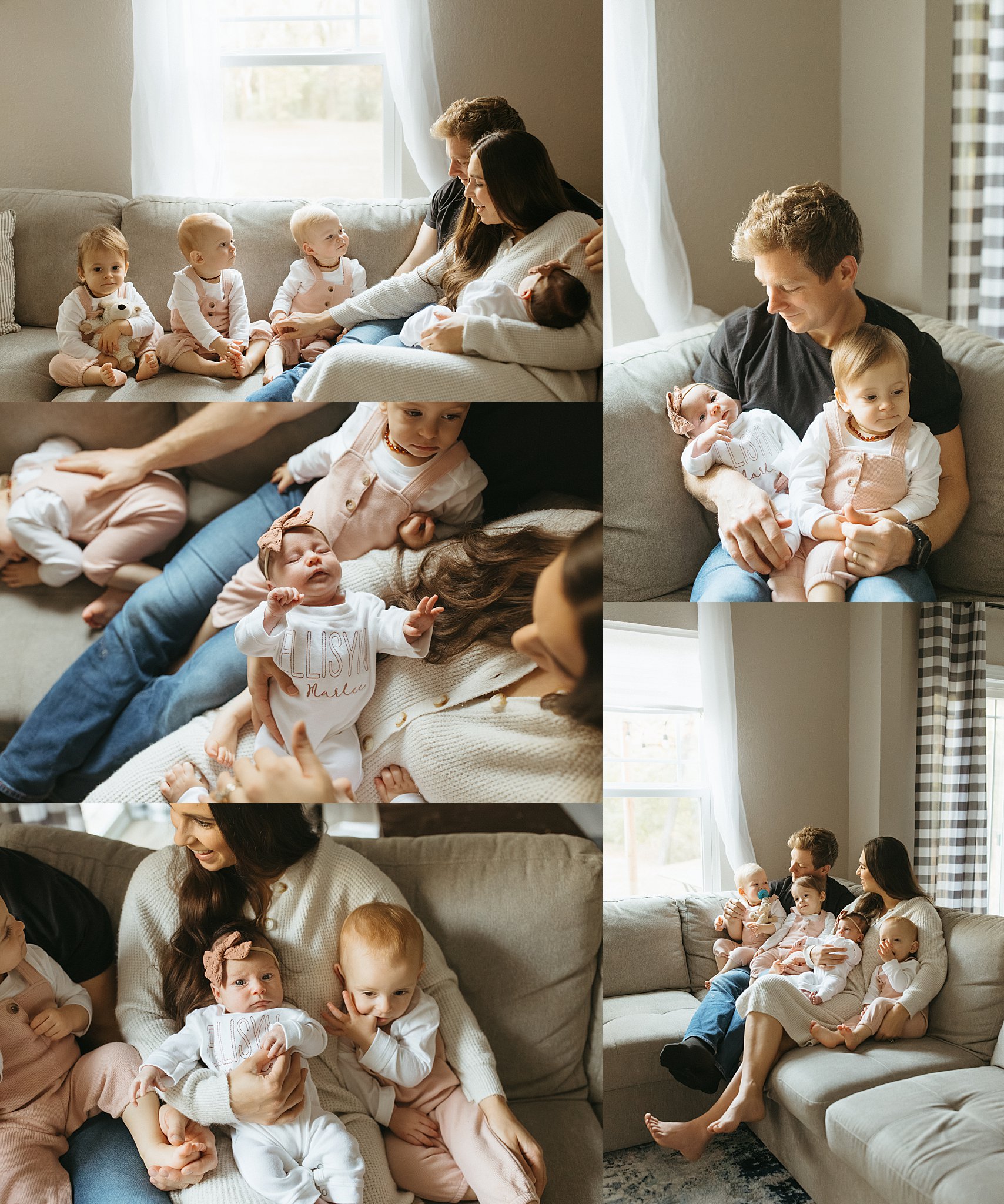 family gathers together on couch by Nikki Meer Photography