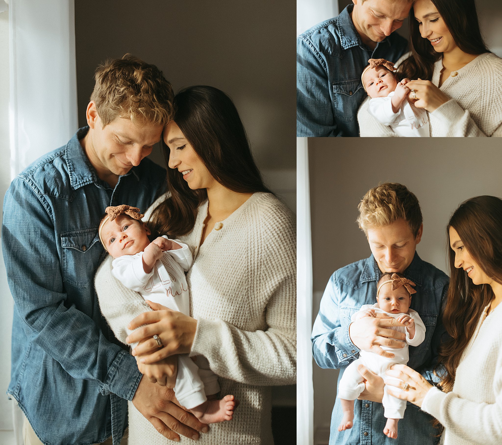 parents snuggle with new addition by Virginia Beach Photographer