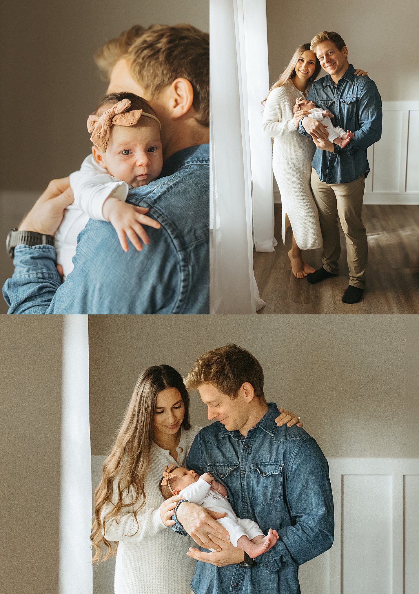 parents hold daughter close by Virginia Beach Photographer