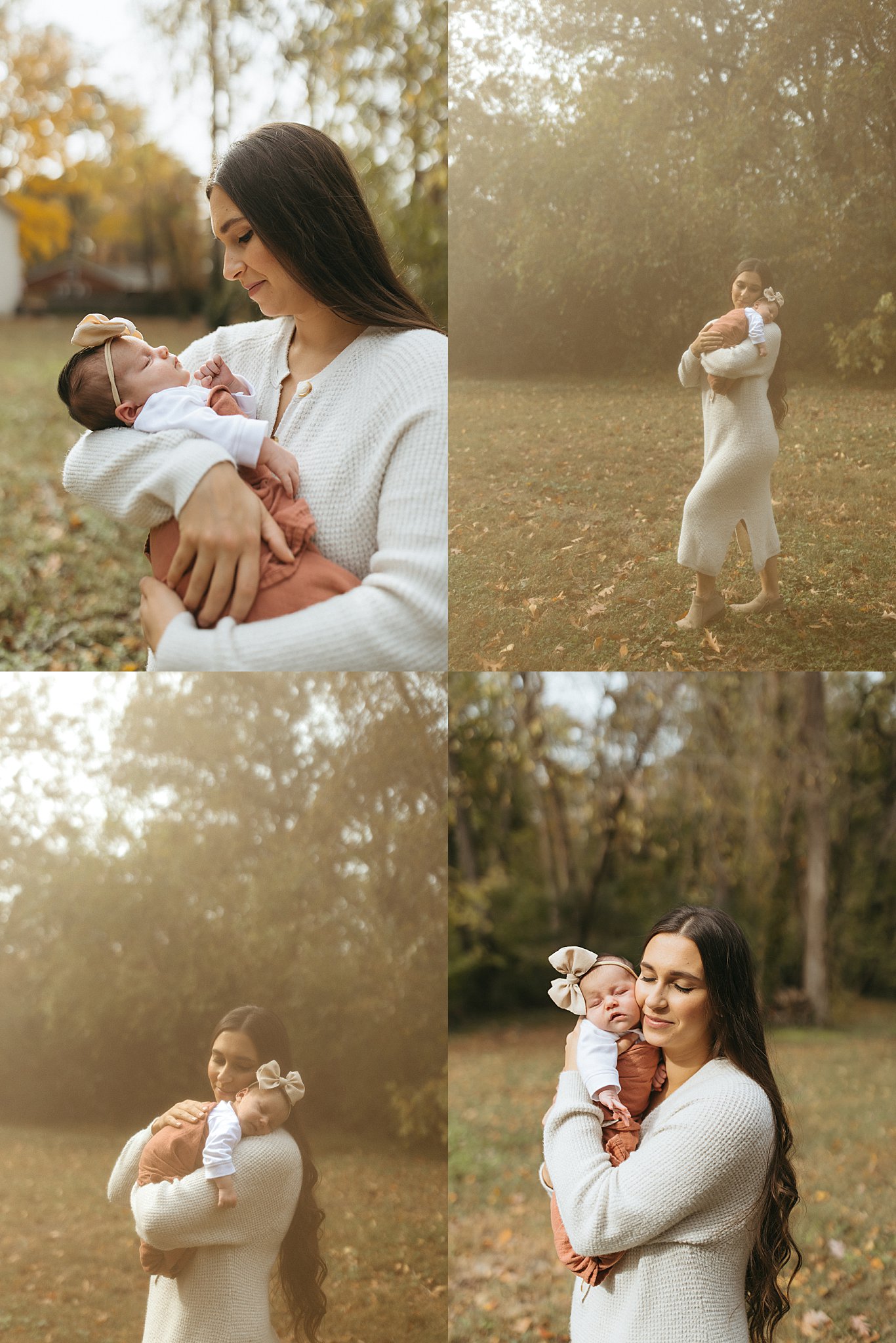 mama holds baby outside in sun by Nikki Meer Photography