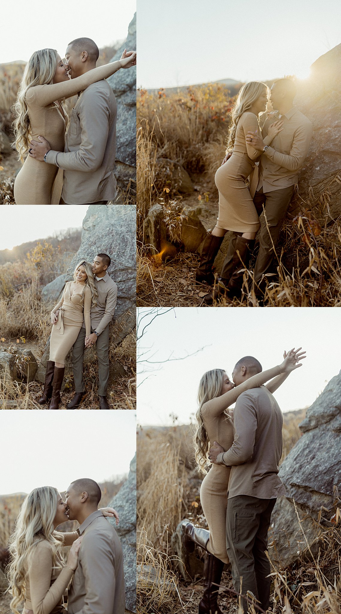 husband and wife kiss leaning against rock by Nikki Meer Photography