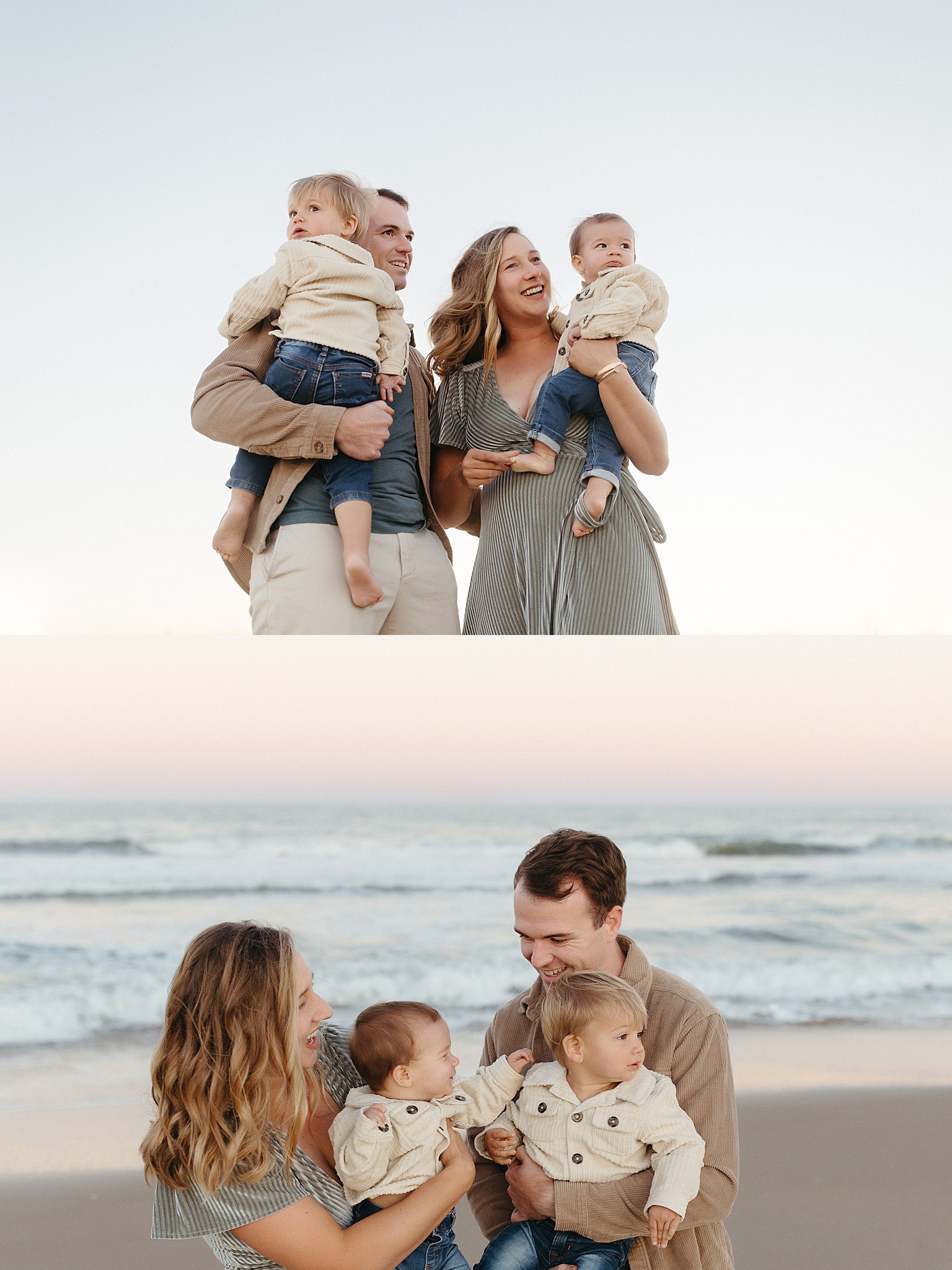 family looks out across water for Virginia Beach Photographer