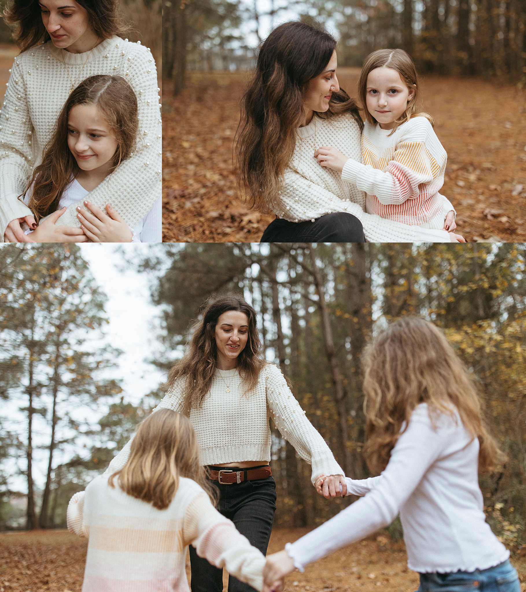 mom holds hands with daughters by Virginia Beach Photographer