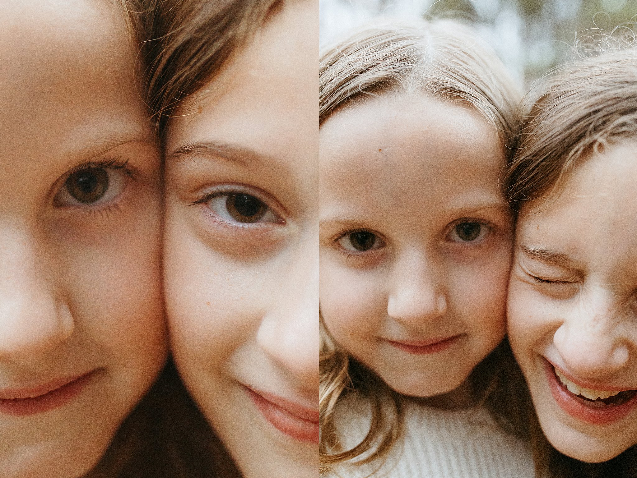 sisters put faces next to each other at Laid-Back Family Session