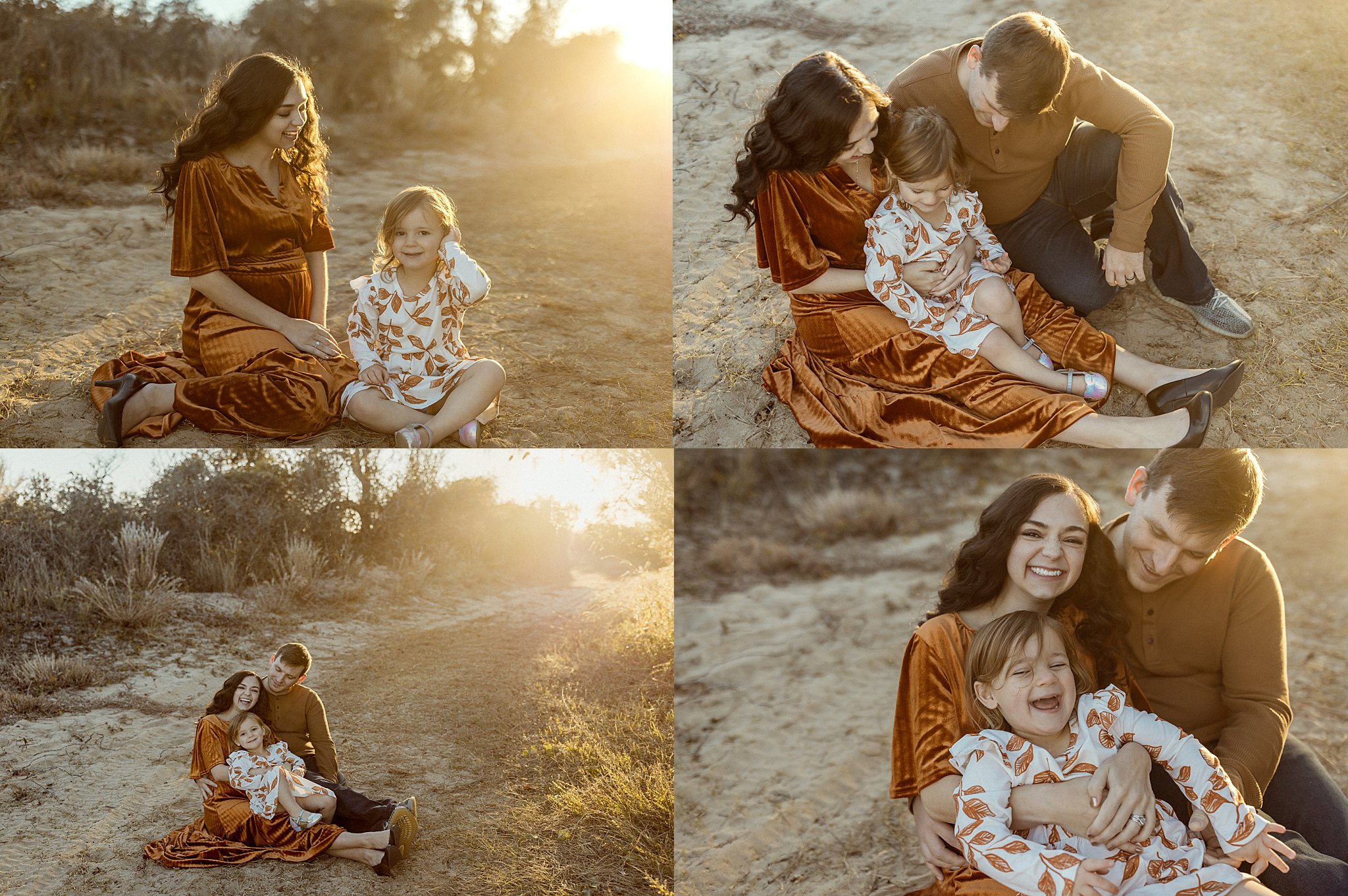 family sits together on dirt path by Virginia Beach Photographer 