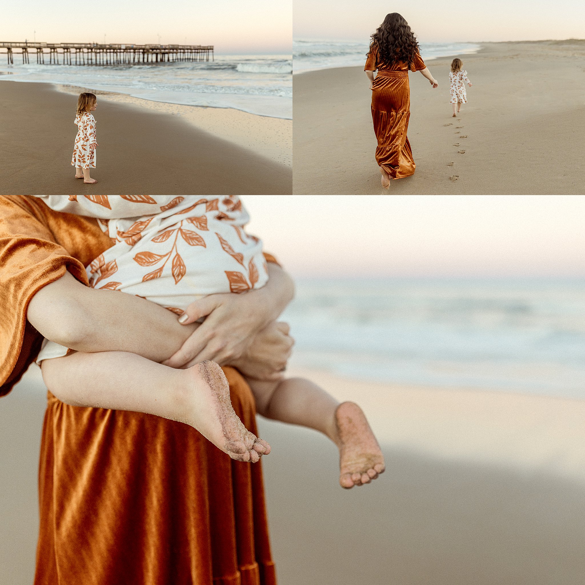 mom chases child across sand by Nikki Meer Photography
