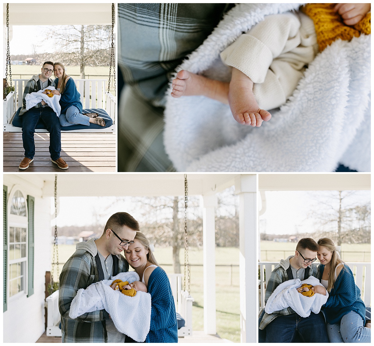 tiny toes peek out of blanket at Cohoon Creek House Newborn Session