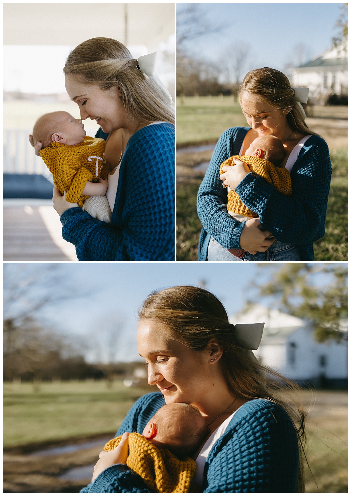 mother holds infant close to herself by Virginia Beach photographer