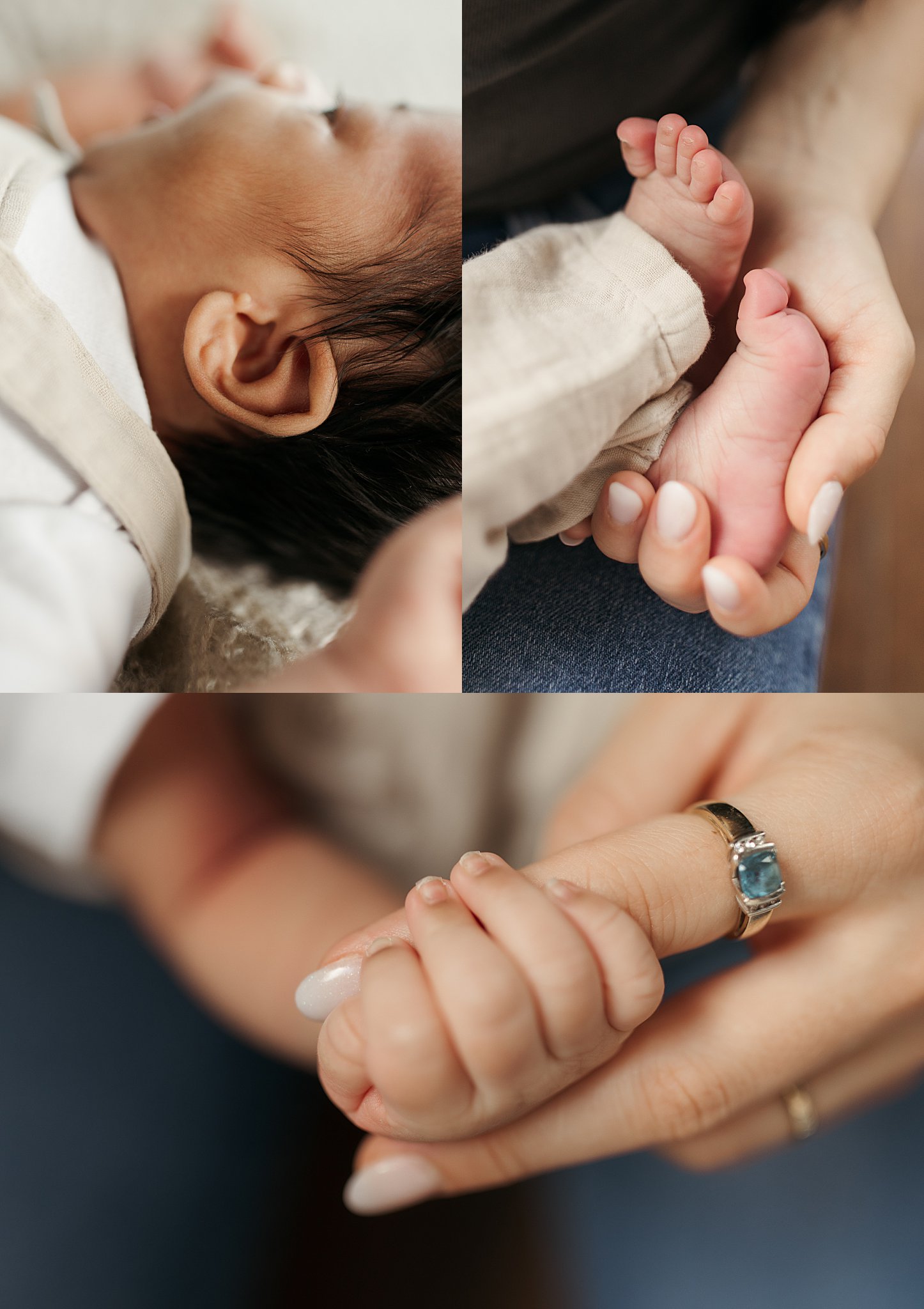 baby's hand holds mom's finger by Nikki Meer Photography
